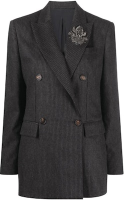 (W) Brunello Cucinelli FW22 灰色雙排扣西裝外套搭配花卉細節 MB0802224C001 Order (W) Brunello Cucinelli FW22 灰色雙排扣西裝外套搭配花卉細節 MB0802224C001