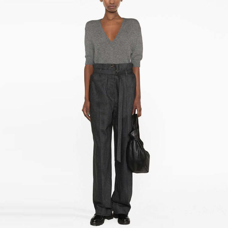 Lookbook (W) Brunello Cucinelli FW22 深灰色高腰寬褲。 MB080P8125-C001