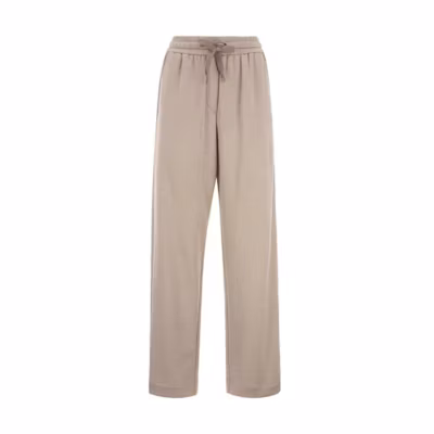 (Women) Brunello Cucinelli FW22 Khaki Elastic-Waist Straight-Leg Sweatpants MD828SM689-C9090