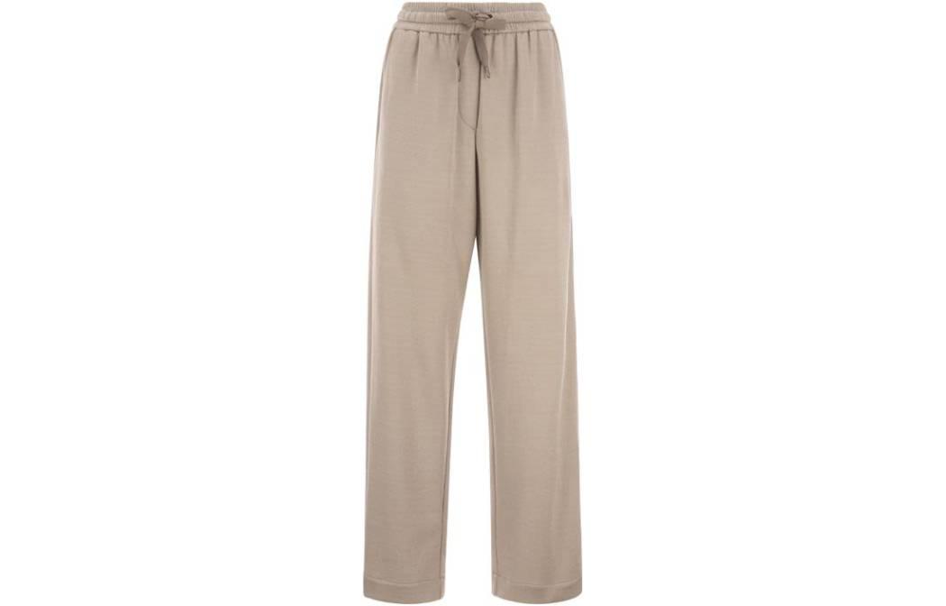 Order (W) Brunello Cucinelli FW22 卡其色彈性腰直筒運動長褲 MD828SM689-C9090