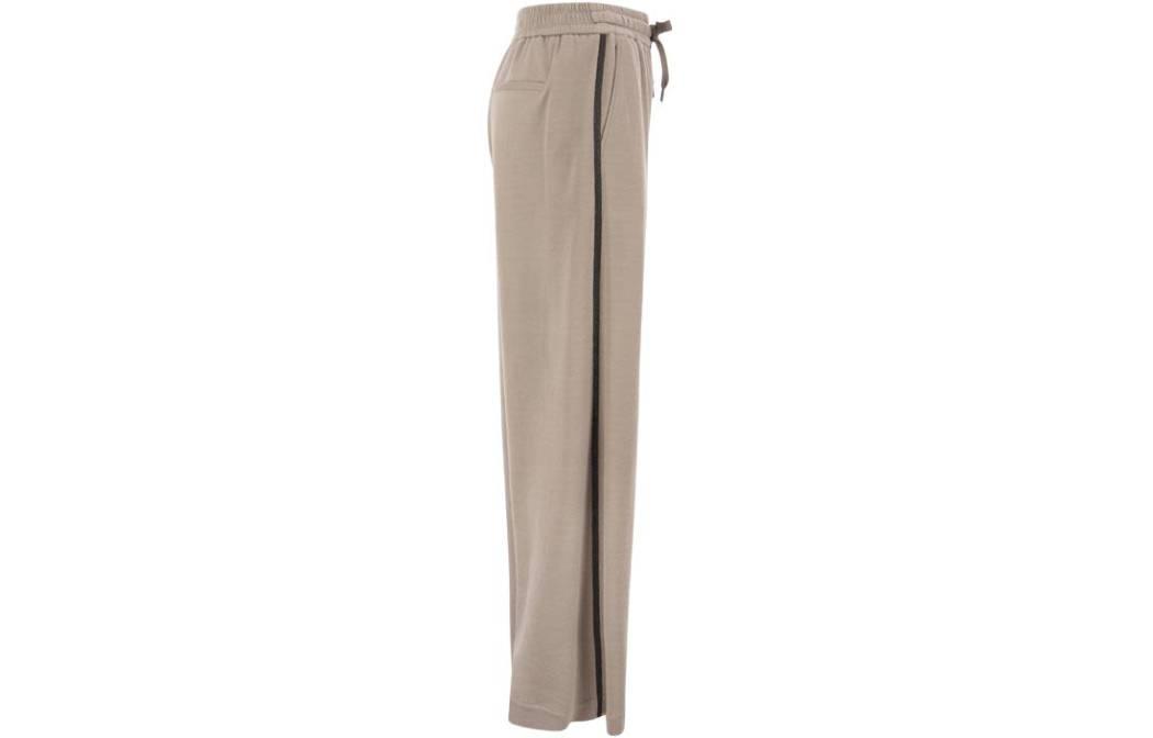 Shop (W) Brunello Cucinelli FW22 卡其色彈性腰直筒運動長褲 MD828SM689-C9090