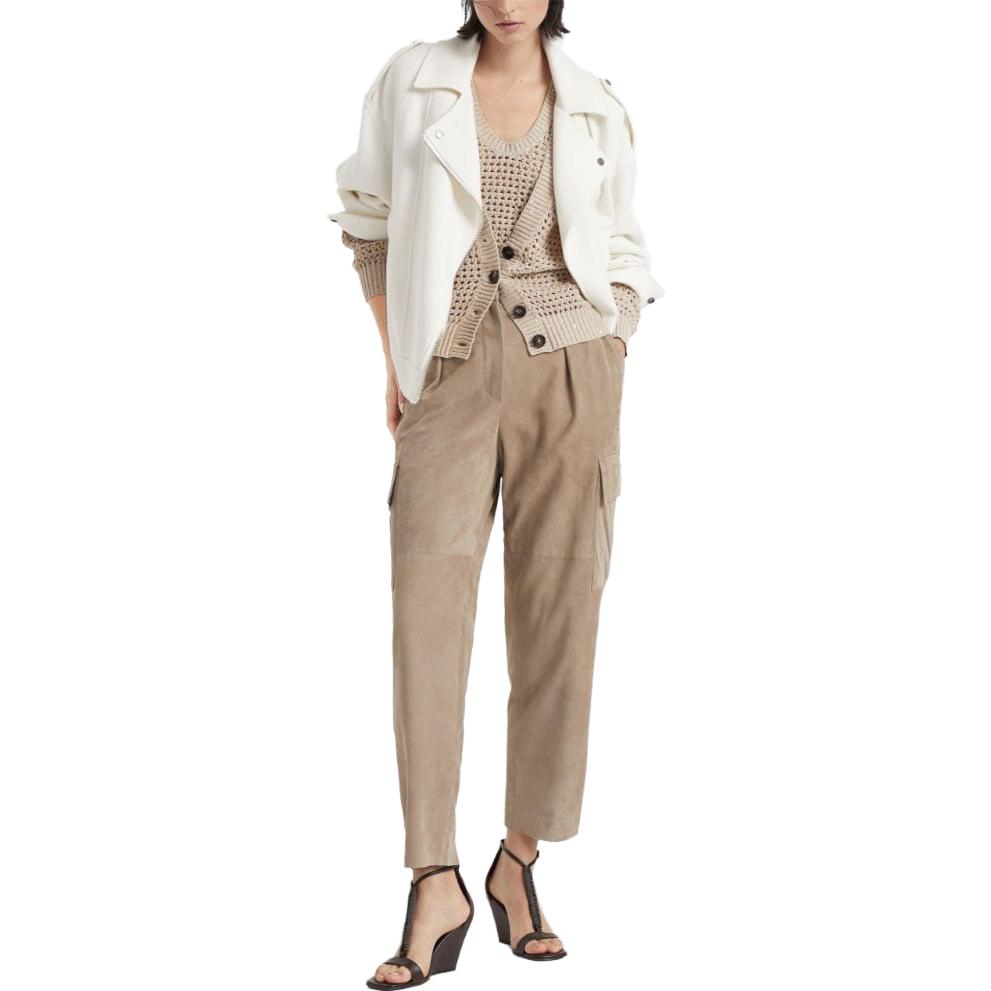 Details for (W) 브루넬로 쿠치넬리 FW23 베이지 스팽글 브이넥 니트 베스트. MDV796800-C059