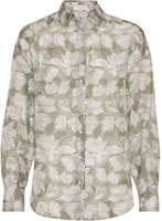 (Women) Brunello Cucinelli FW23 Green Leaf Printed Long Sleeve Casual Shirt. ML926RC616-C6301 (Women) Brunello Cucinelli FW23 Green Leaf Printed Long Sleeve Casual Shirt. ML926RC616-C6301