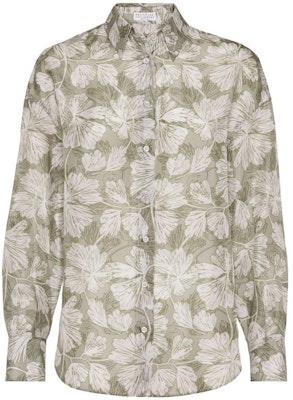 (W) 브루넬로 쿠치넬리 FW23 그린 리프 프린트 긴소매 캐주얼 셔츠. ML926RC616-C6301 Order (W) 브루넬로 쿠치넬리 FW23 그린 리프 프린트 긴소매 캐주얼 셔츠. ML926RC616-C6301