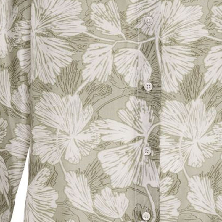 Details for (W) 브루넬로 쿠치넬리 FW23 그린 리프 프린트 긴소매 캐주얼 셔츠. ML926RC616-C6301