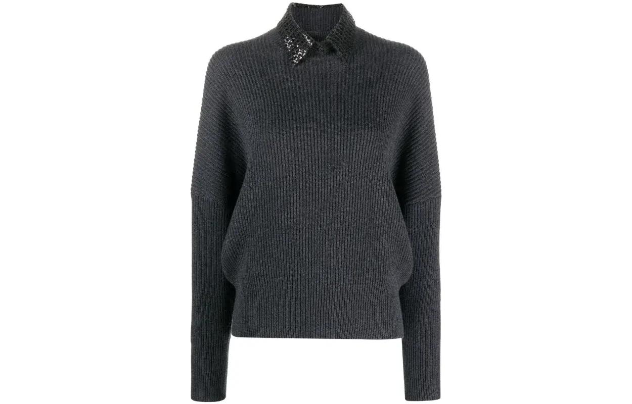 (Women) Brunello Cucinelli FW23  Grey Pullover Long Sleeve Sweater M12719014-C2803