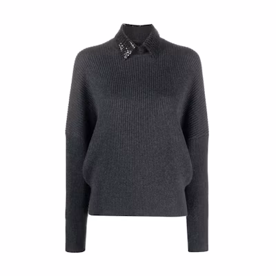 (Women) Brunello Cucinelli FW23 Grey Pullover Long Sleeve Sweater M12719014-C2803