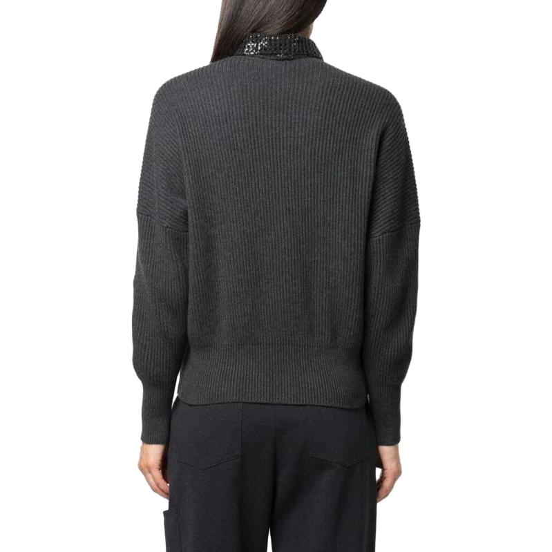 Shop (W) Brunello Cucinelli FW23 灰色長袖套頭毛衣 M12719014-C2803