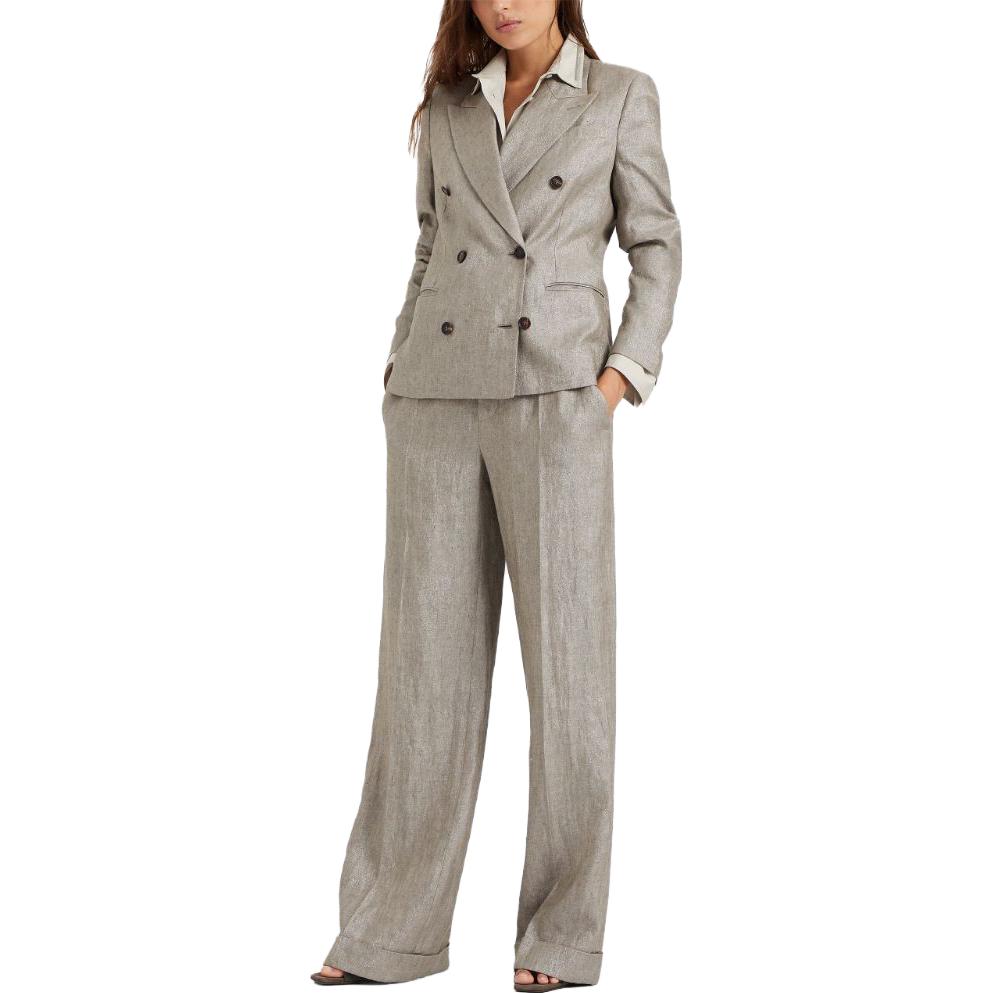 Lookbook (W) Brunello Cucinelli FW23 高腰寬褲 休閒長褲 米色. MH567P8492-C002