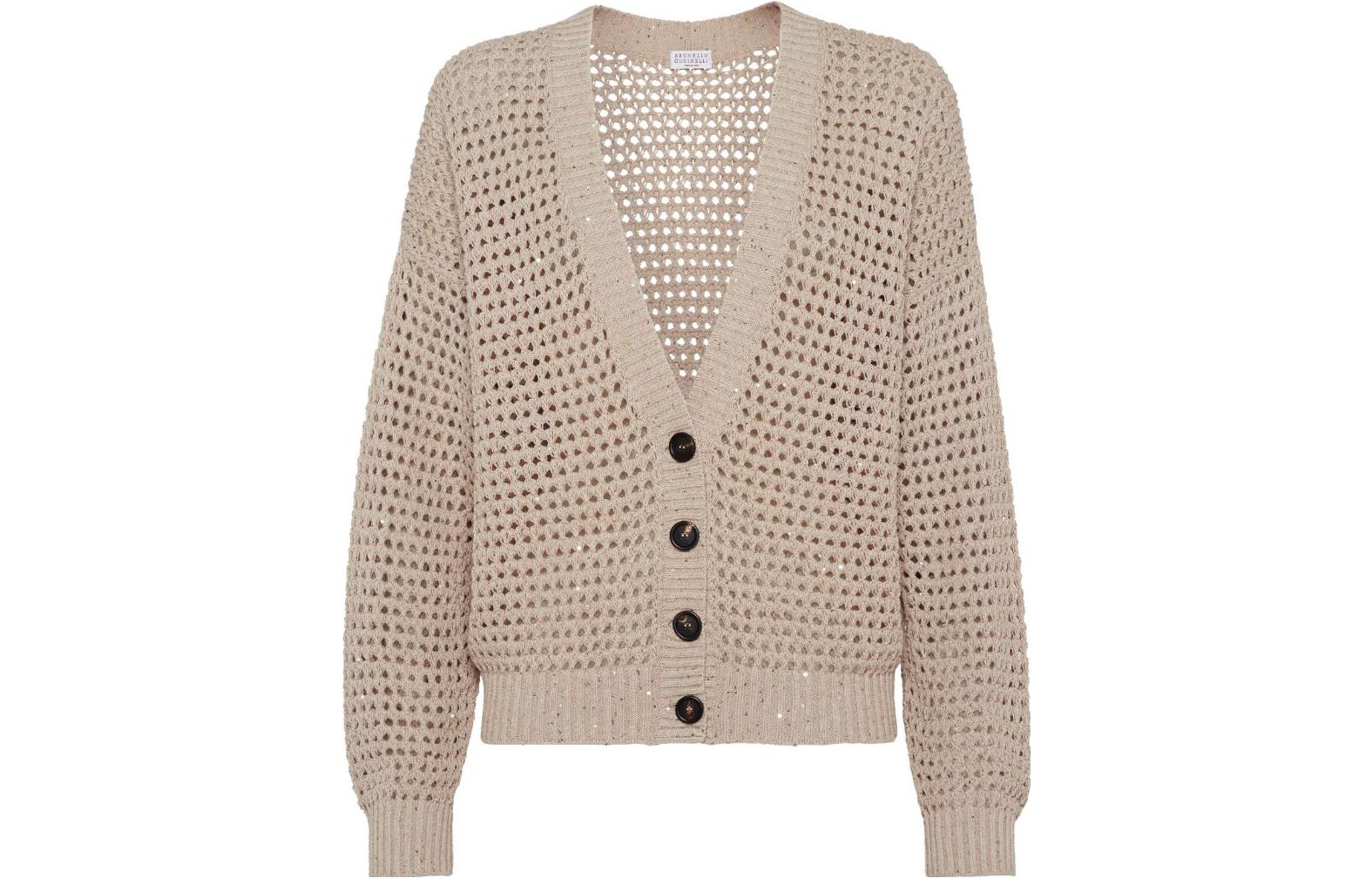 Order (W) Brunello Cucinelli FW23 卡其色長袖針織開衫 結扣毛衣. MDV796806-C059