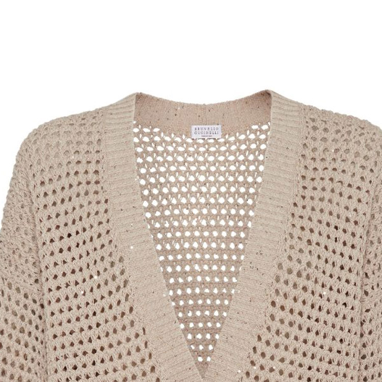 Sizing (W) Brunello Cucinelli FW23 卡其色長袖針織開衫 結扣毛衣. MDV796806-C059