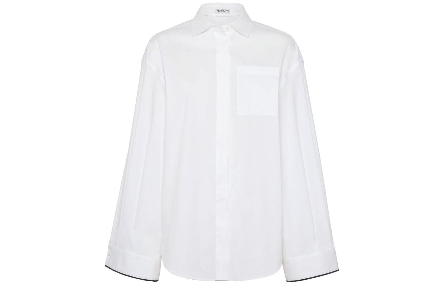 (Women) Brunello Cucinelli FW23  Off-White Single-Breasted Casual Long Sleeve Shirt M0091MK956-C159