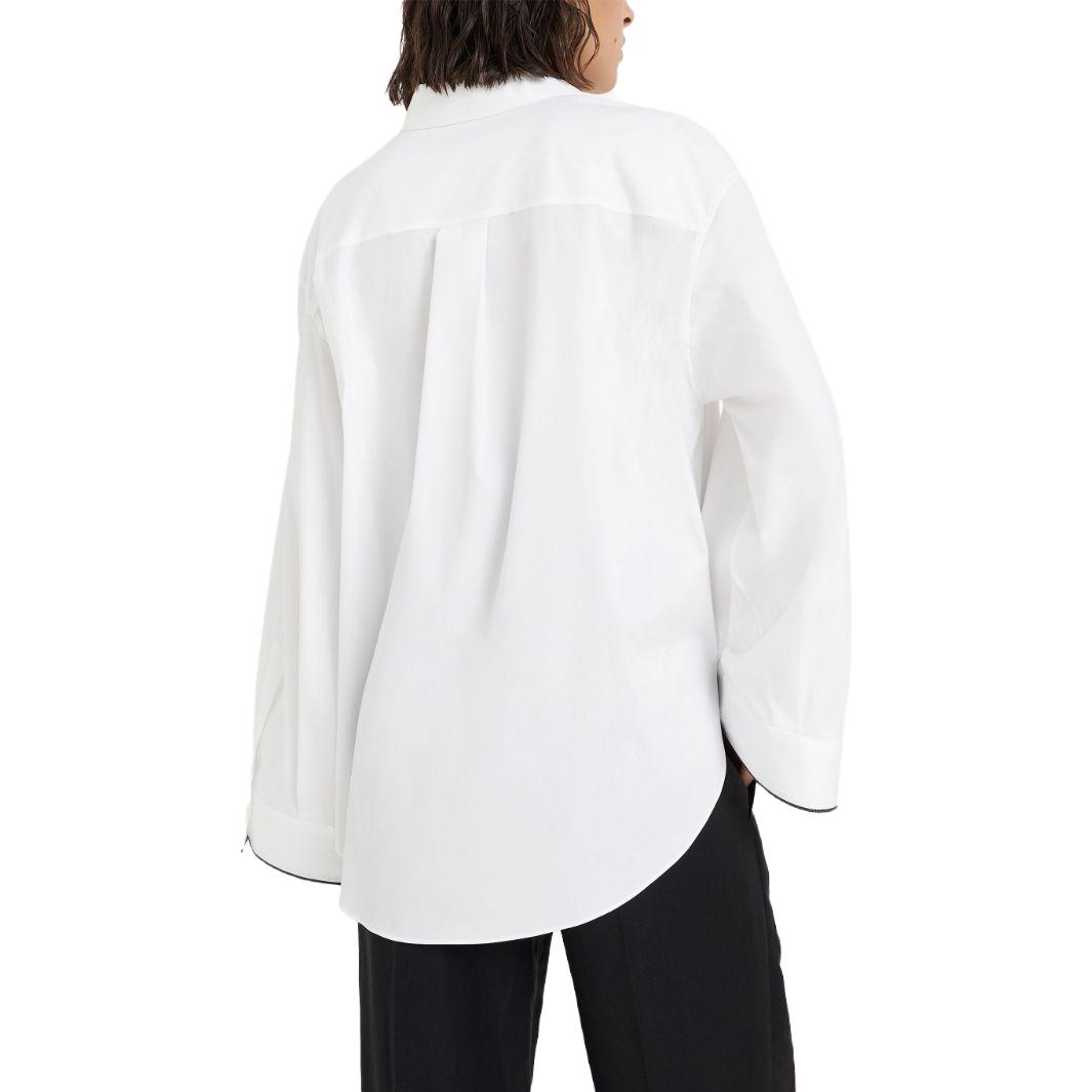 Shop (W) Brunello Cucinelli 2023秋冬米白色單排扣休閒長袖襯衫 M0091MK956-C159