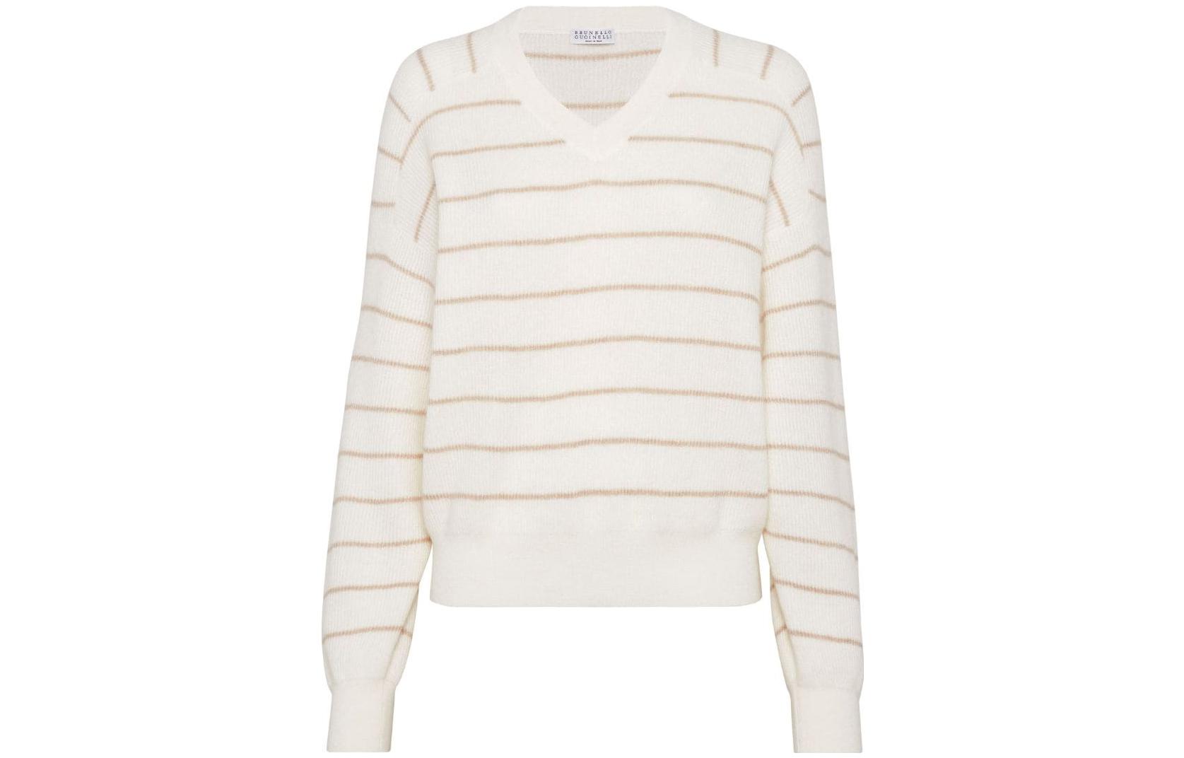 Order (W) Brunello Cucinelli FW23 條紋V領長袖針織毛衣 MER137002-CDY45