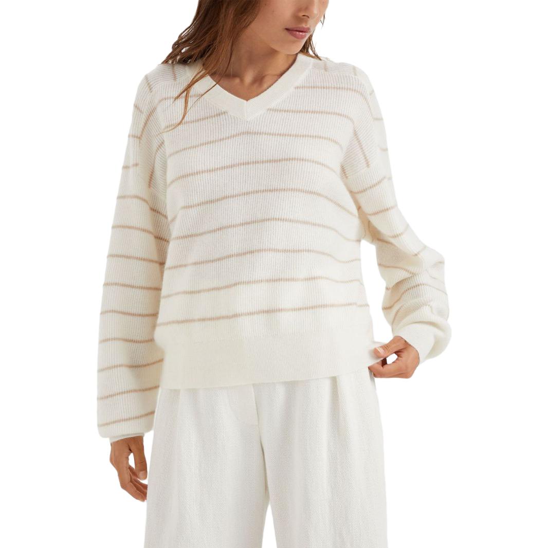 Lookbook (W) Brunello Cucinelli FW23 條紋V領長袖針織毛衣 MER137002-CDY45