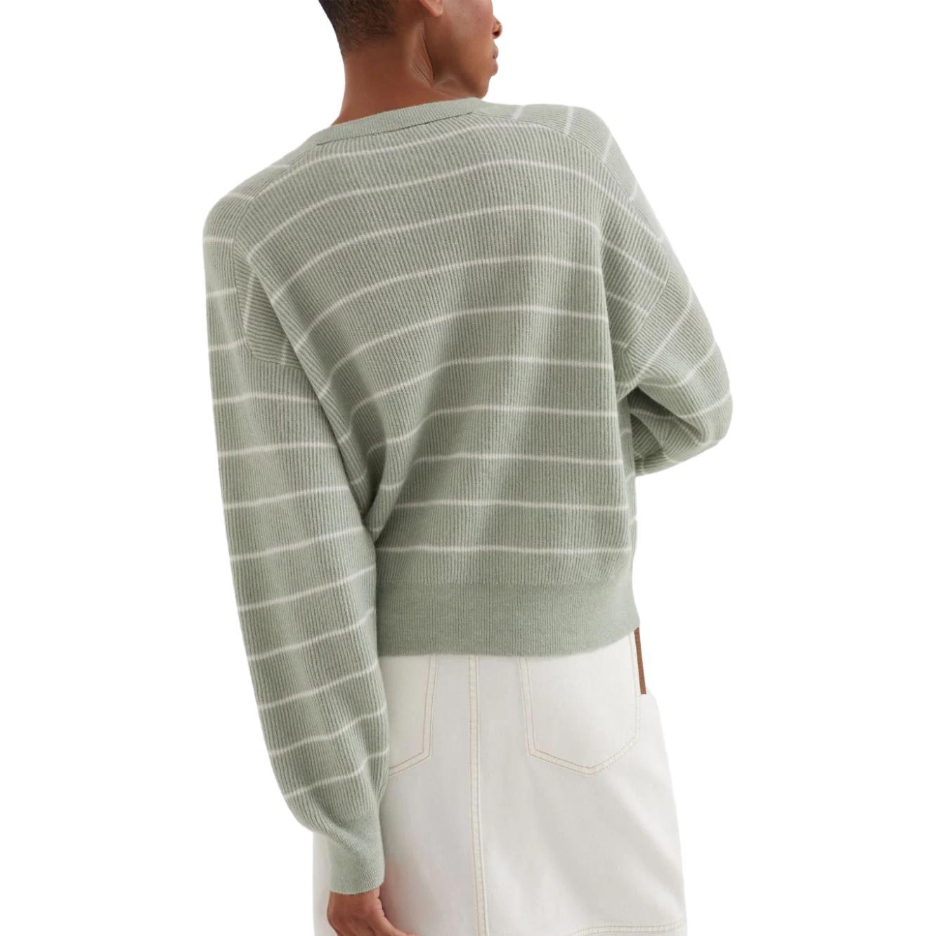 Cheap (W) Brunello Cucinelli FW23 條紋V領長袖針織毛衣 MER137002-CDY45