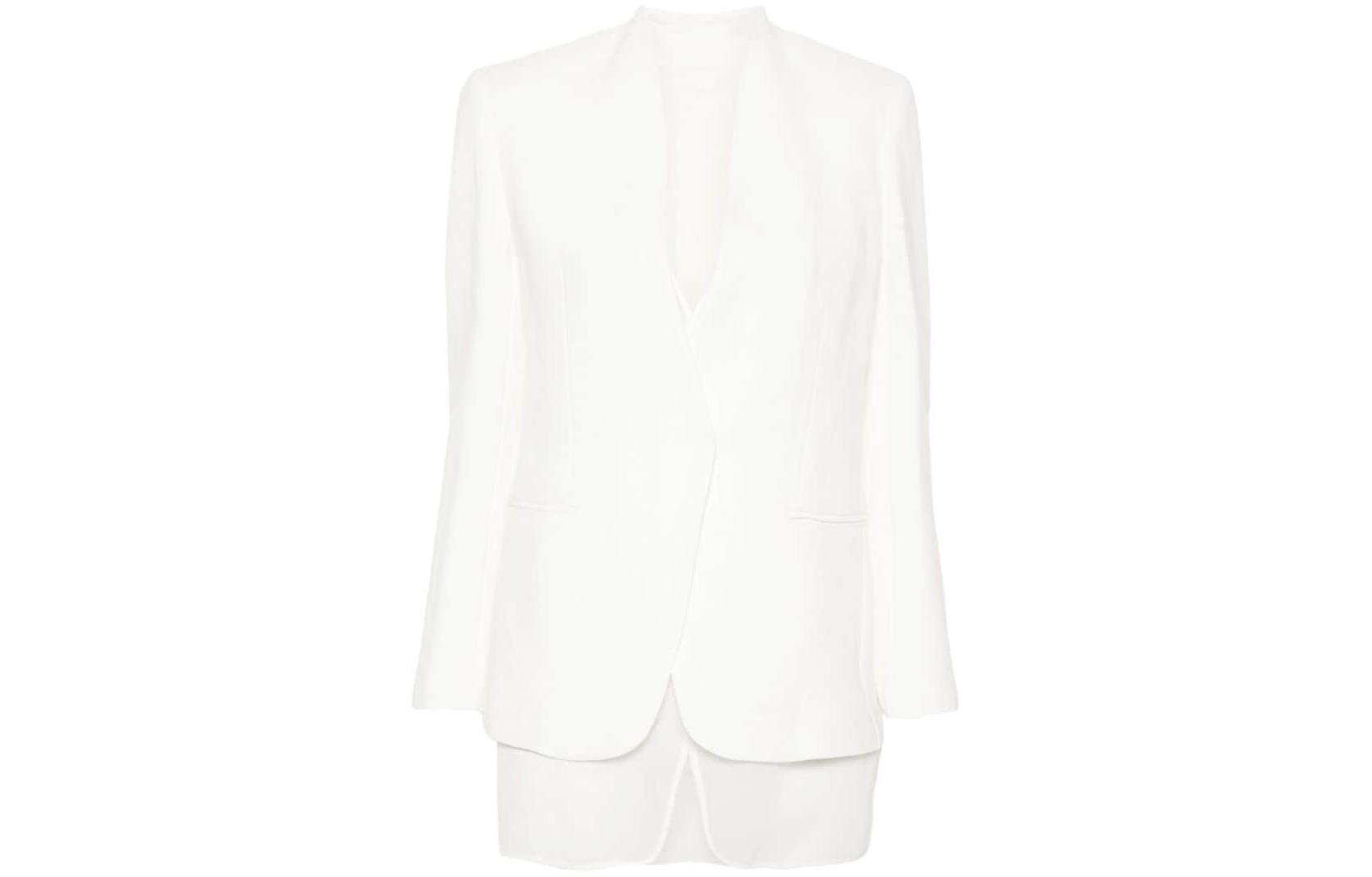 (Women) Brunello Cucinelli FW23  White Slim-Fit Layered Single-Breasted Blazer. MH1262808-C600