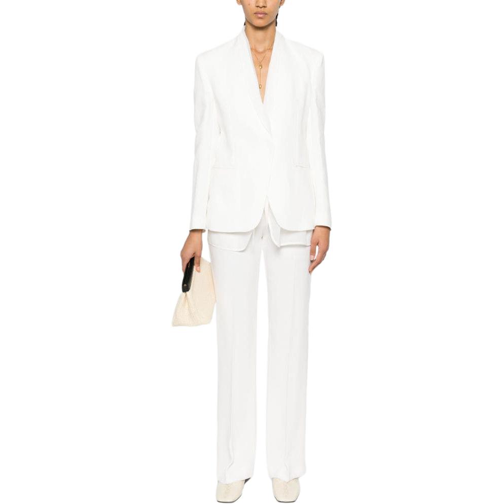 Shop (W) Brunello Cucinelli FW23 白色修身層次單排扣西裝外套。 MH1262808-C600