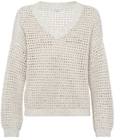 (Women) Brunello Cucinelli FW23 White Solid V-Neck Knit Sweater. MDV796812-CJ430 (Women) Brunello Cucinelli FW23 White Solid V-Neck Knit Sweater. MDV796812-CJ430