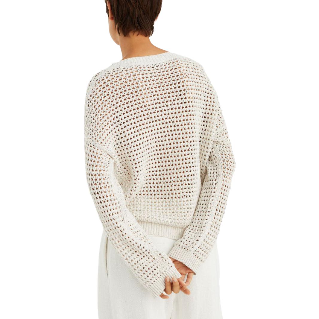 Shop (W) Brunello Cucinelli FW23白色純色V領針織毛衣 MDV796812-CJ430