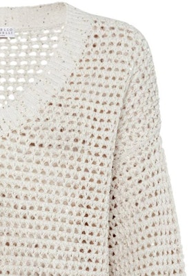 (W) Brunello Cucinelli FW23白色純色V領針織毛衣 MDV796812-CJ430 Sizing (W) Brunello Cucinelli FW23白色純色V領針織毛衣 MDV796812-CJ430