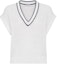 Order (W) ブルネッロクチネリ FW23 ホワイトストライプ Vネック半袖ニットトップ MCO555922-C159