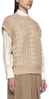 Shop (W) Brunello Cucinelli FW23 米色鏤空針織短袖上衣 女裝 M5D322110-C9509