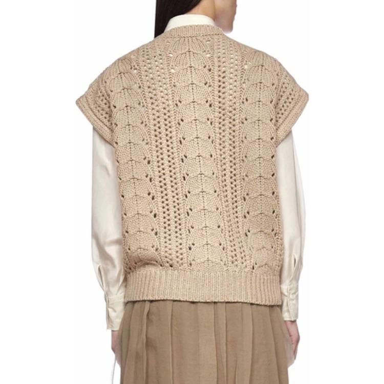 Purchase (W) 브루넬로 쿠치넬리 FW23 베이지 니트 반팔 풀오버 여성용. M5D322110-C9509