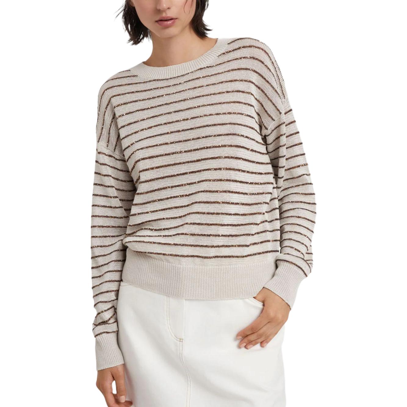 Purchase (W) Brunello Cucinelli FW23 女款條紋圓領落肩毛衣 多色 M78765110C-UN46