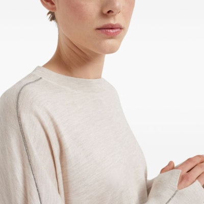 (W) Brunello Cucinelli FW24 米色鏈條細節長袖圓領毛衣 M13834700-C9276 Sizing (W) Brunello Cucinelli FW24 米色鏈條細節長袖圓領毛衣 M13834700-C9276