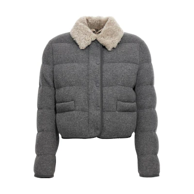 (Women) Brunello Cucinelli Grey Solid Single-Breasted Long-Sleeve Jacket M012T2713PC079