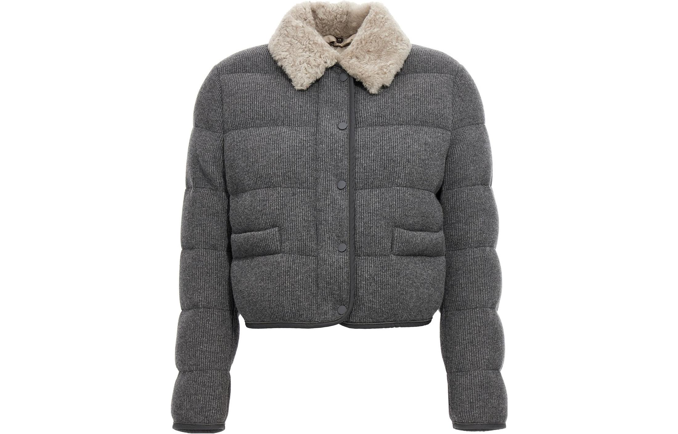 (Women) Brunello Cucinelli Grey Solid Single-Breasted Long-Sleeve Jacket M012T2713PC079 圖 2