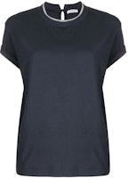(Women) Brunello Cucinelli Navy Blue Oversized Crew Neck Short Sleeve T-Shirt Women. M0T18BD200-C7186 (Women) Brunello Cucinelli Navy Blue Oversized Crew Neck Short Sleeve T-Shirt Women. M0T18BD200-C7186