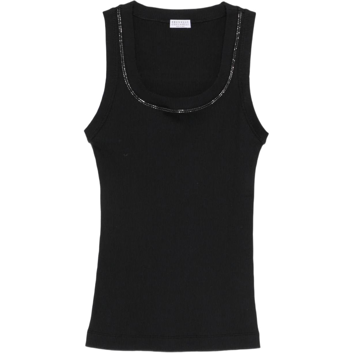 (Women) Brunello Cucinelli Sleeveless Cotton Crew Neck Tank Top. MG902BW710-C101