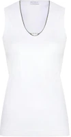 (Women) Brunello Cucinelli Sleeveless Solid White U-Neck Tank Top MP902HC500C159 (Women) Brunello Cucinelli Sleeveless Solid White U-Neck Tank Top MP902HC500C159