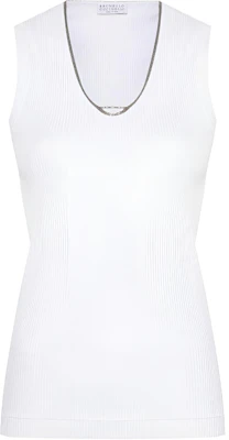 (W) Brunello Cucinelli Tank Top Putih Polos Tanpa Lengan U-Neck MP902HC500C159 Buy (W) Brunello Cucinelli Tank Top Putih Polos Tanpa Lengan U-Neck MP902HC500C159