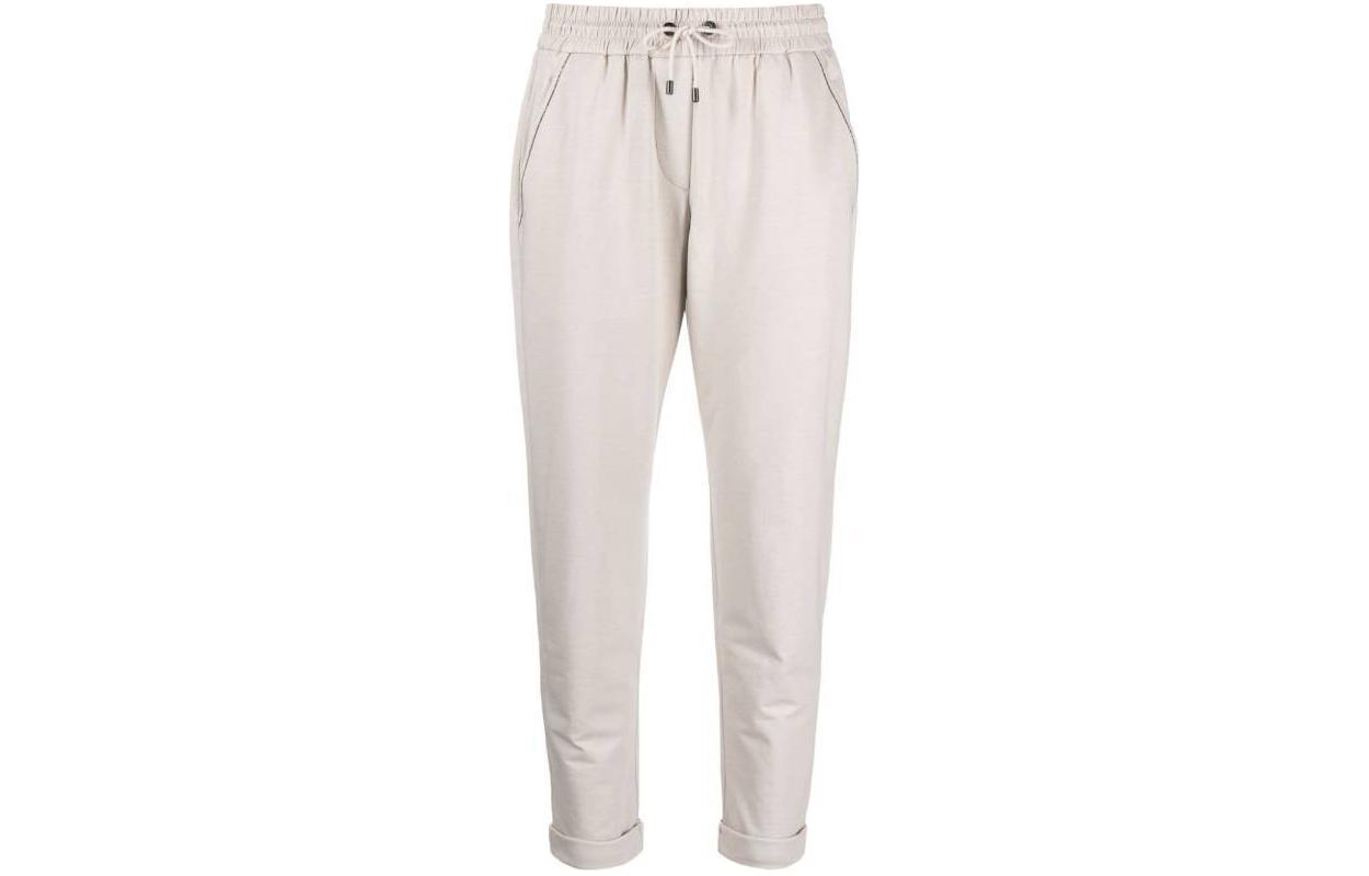 (Women) Brunello Cucinelli Solid Straight-Leg Casual Pants Beige (). MH827SA399-C9593