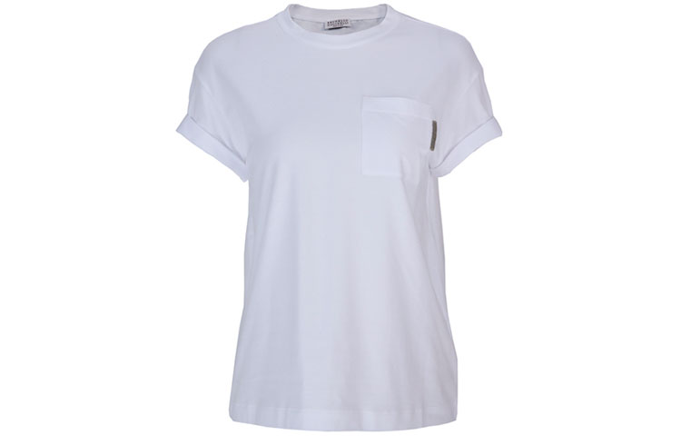 Order (W) Brunello Cucinelli SS21 純白胸袋短袖T恤 M0T18BB300-C159