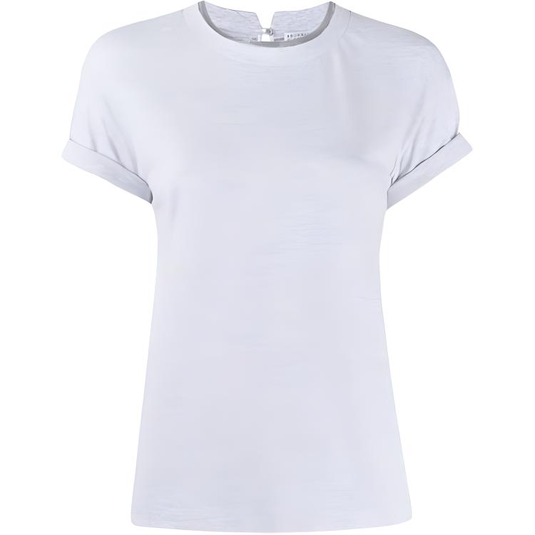 (Women) Brunello Cucinelli SS22  Loose Fit Crewneck Grey Short Sleeve T-Shirt. M0T18BD200-C8003