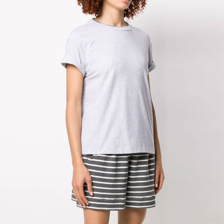 Shop (W) Brunello Cucinelli SS22 寬鬆版灰色短袖圓領T恤 M0T18BD200-C8003