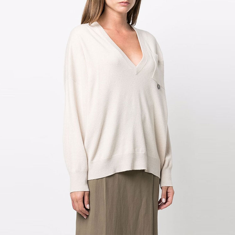 Purchase (W) Brunello Cucinelli SS22 V領針織毛衣 輕棕色 M16127302-CN058