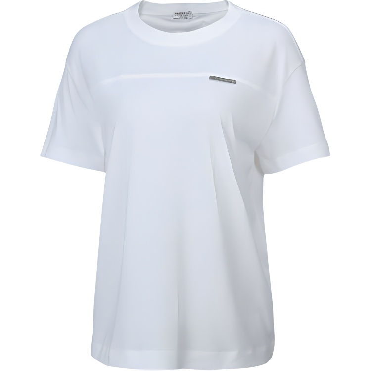 (Women) Brunello Cucinelli SS22  White Plain Crewneck Short-Sleeve T-Shirt. M0A45DD360-C159