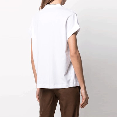 (W) Brunello Cucinelli SS22 金屬飾邊V領短袖T恤 白色 M0T18BD222-C159 Shop (W) Brunello Cucinelli SS22 金屬飾邊V領短袖T恤 白色 M0T18BD222-C159