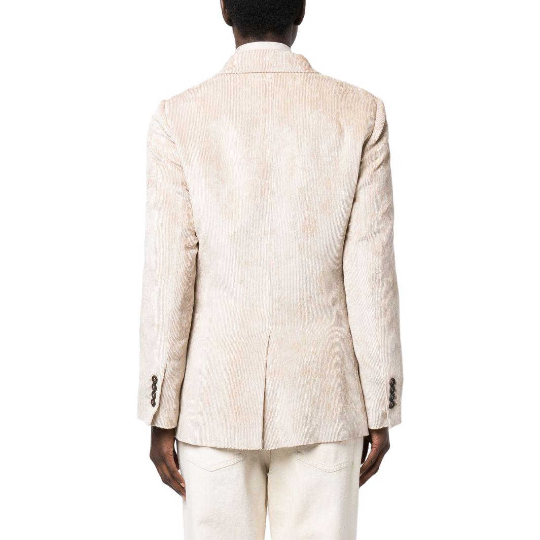 Shop (W) Brunello Cucinelli SS23 米色雙排扣羅紋西裝外套 MD5412444-C700