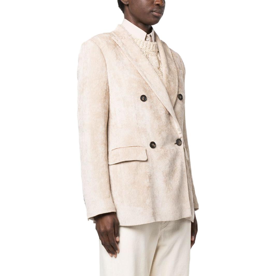 Purchase (W) Brunello Cucinelli SS23 米色雙排扣羅紋西裝外套 MD5412444-C700
