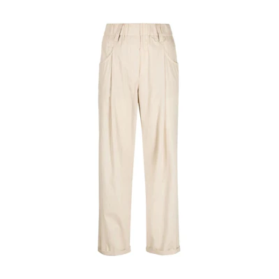 (Women) Brunello Cucinelli SS23 Beige Solid High-Waist Straight-Leg Pants Casual M0H93P7894-C8617