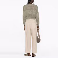 Shop (W) Brunello Cucinelli SS23 米色高腰直筒休閒長褲 M0H93P7894-C8617