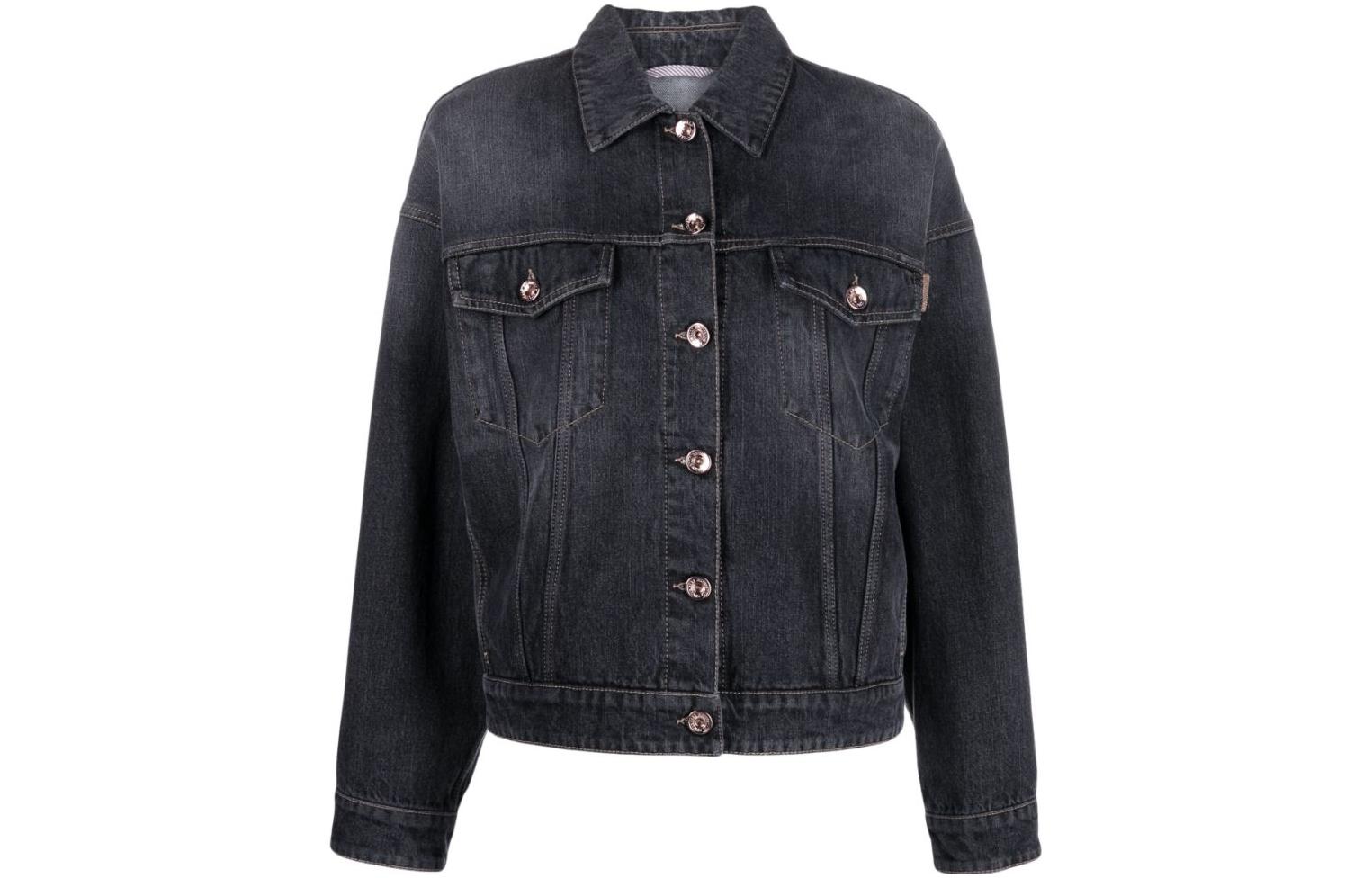(Women) Brunello Cucinelli SS23  Black Single-Breasted Denim Jacket. MA0952984-C8999
