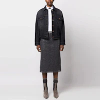 Lookbook (Women) Brunello Cucinelli SS23 Black Single-Breasted Denim Jacket. MA0952984-C8999