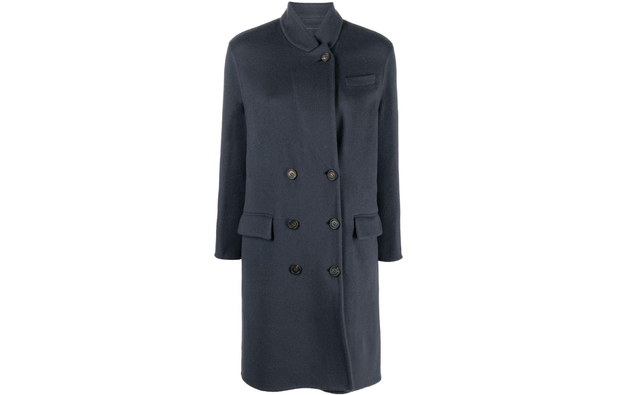 Order (W) 브루넬로 쿠치넬리 SS23 더블브레스트 블루 롱 슬리브 코트. MD5329728P-C005